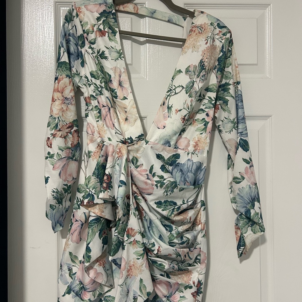 Luxxel Floral Long Sleeve Dress - Multicolor